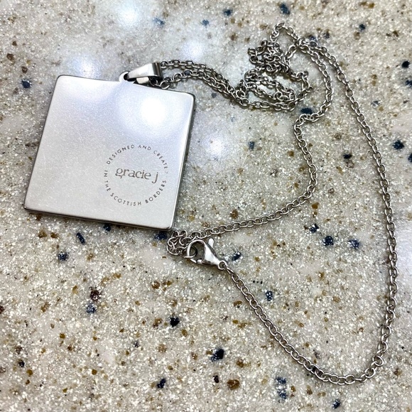 Tartan Necklace by Gracie J Scottish Artist Purple Plaid & Silver - Picture 4 of 11